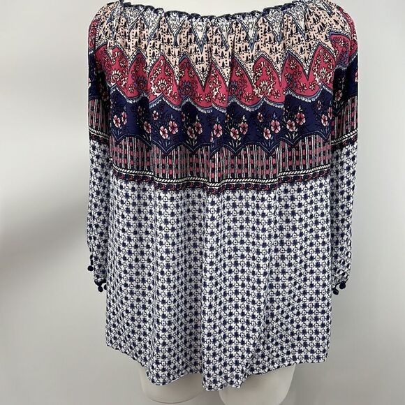 Umgee 3/4 sleeve cotton blend small peasant blouse - Picture 6 of 6